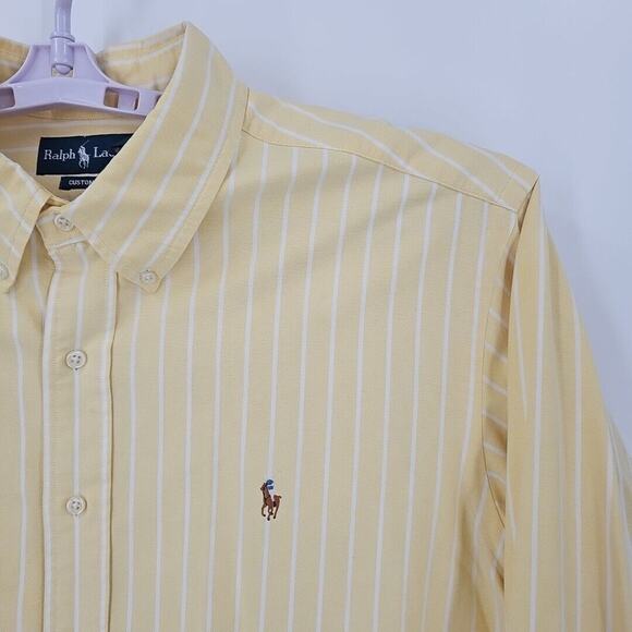 Ralph Lauren Men's Yellow with White Stripe Button Down Shirt Size 2XL - Picture 4 of 6